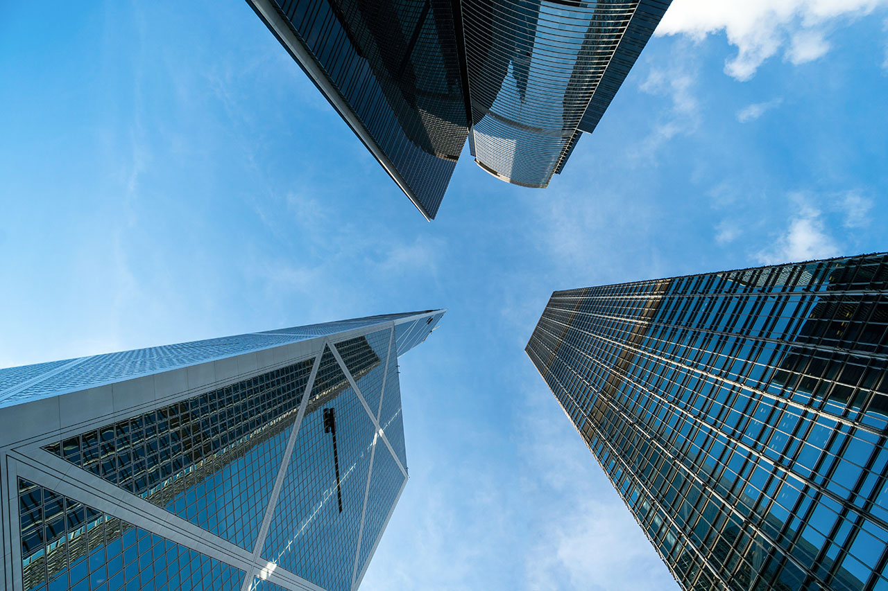 Modern business building glass of skyscrapers, central Hong Kong
